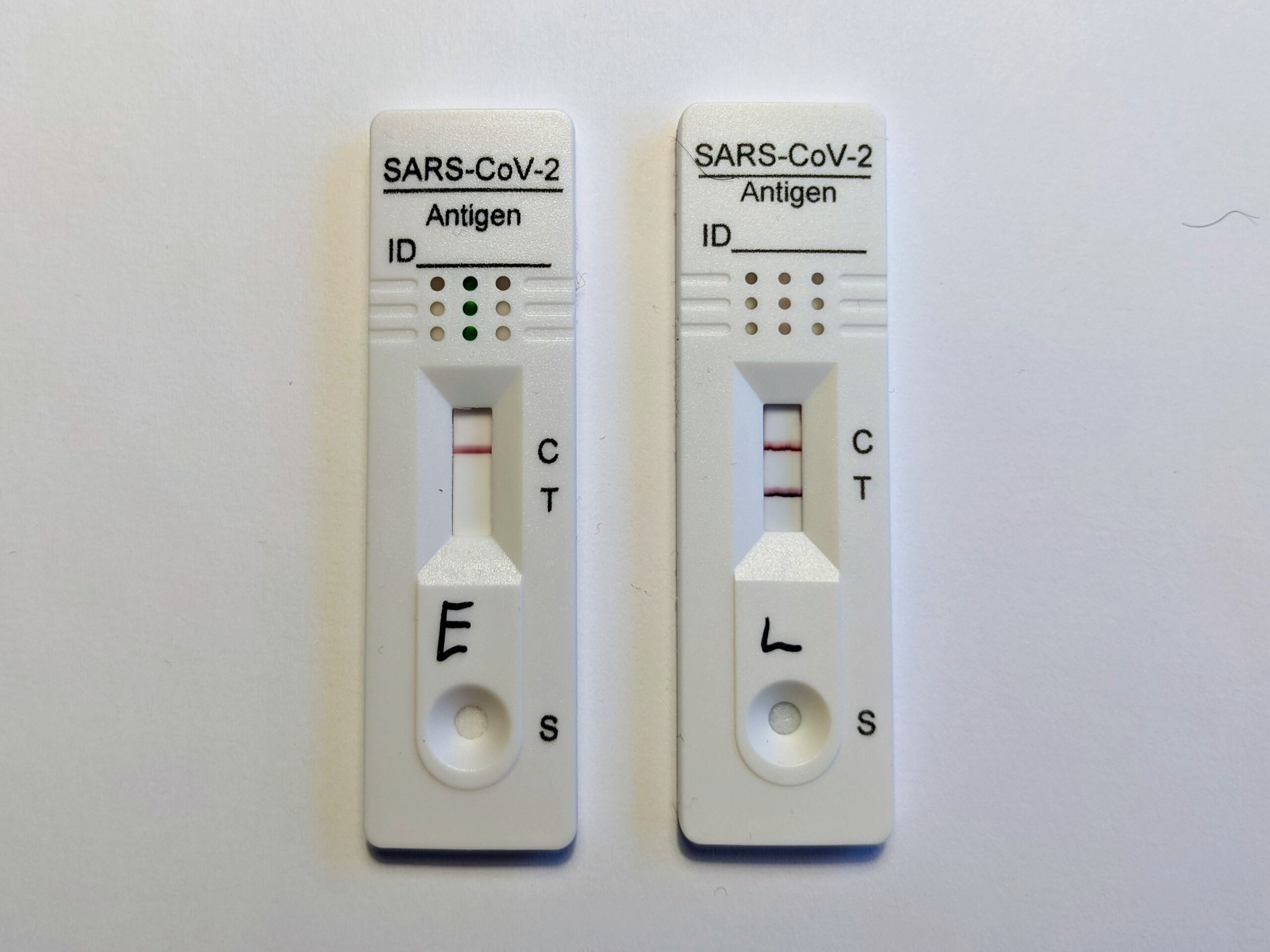 lateral flow covid 19 negative and positive test